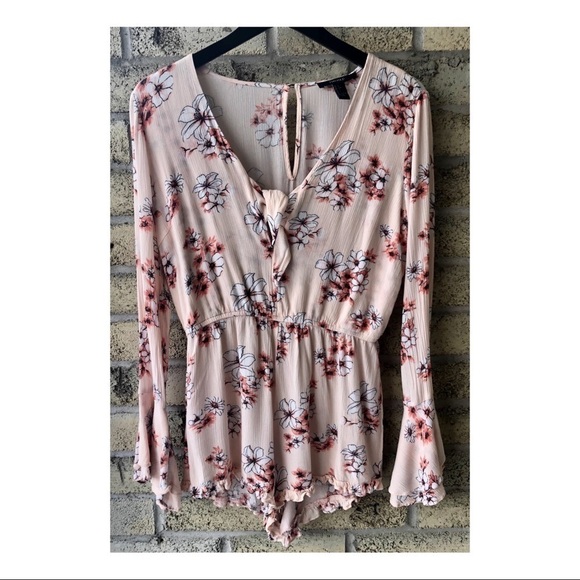 FOREVER 21 Floral Romper with Ruffles - Picture 2 of 5